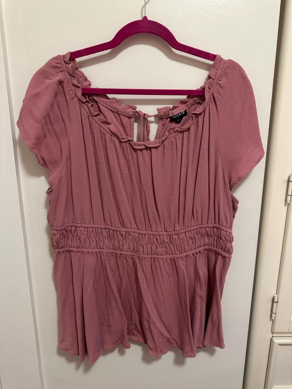 Torrid Babydoll Washable Gauze Short Sleeve Top